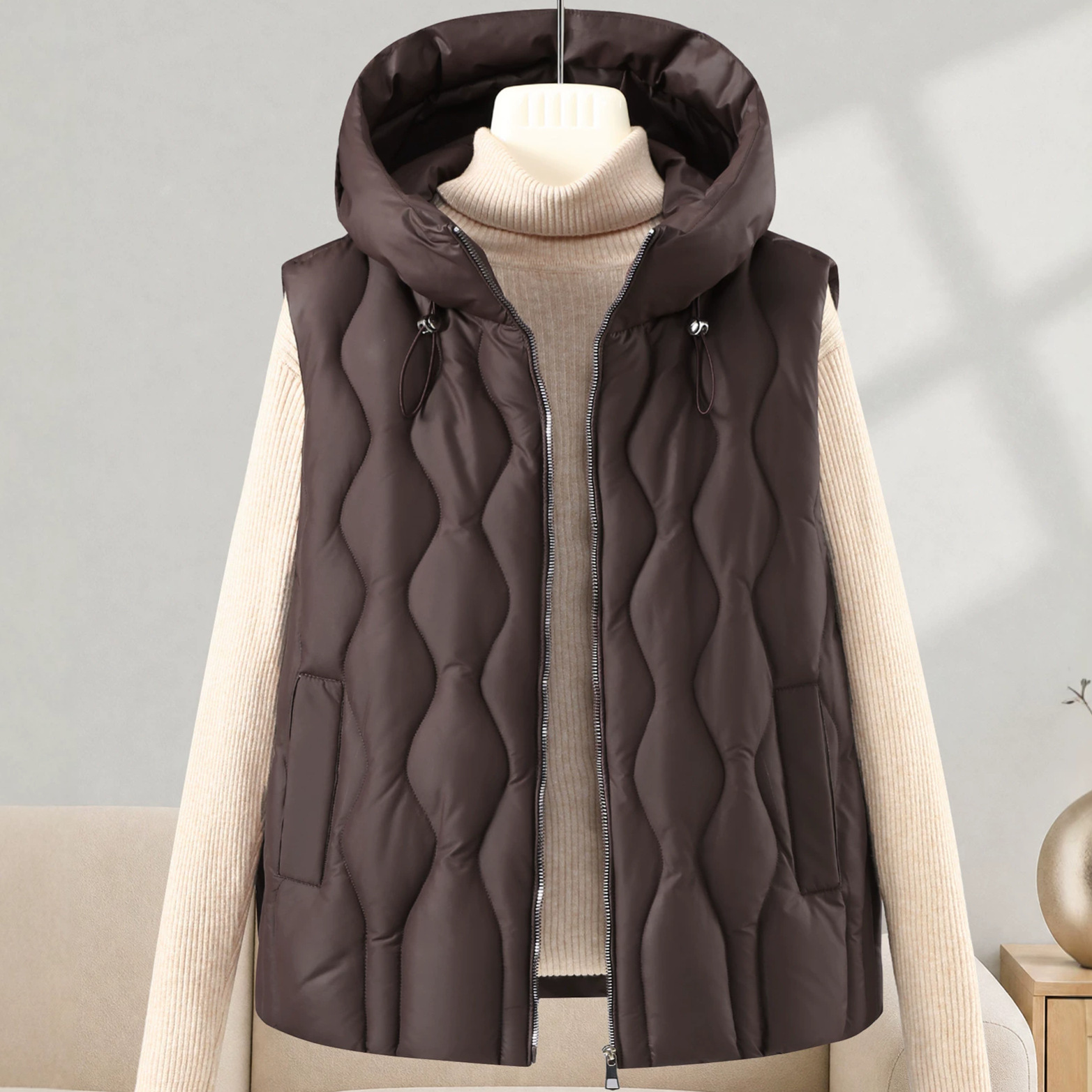 Puffer Vest Fashion Women - Chaleco Corto y Grueso de Algodón
