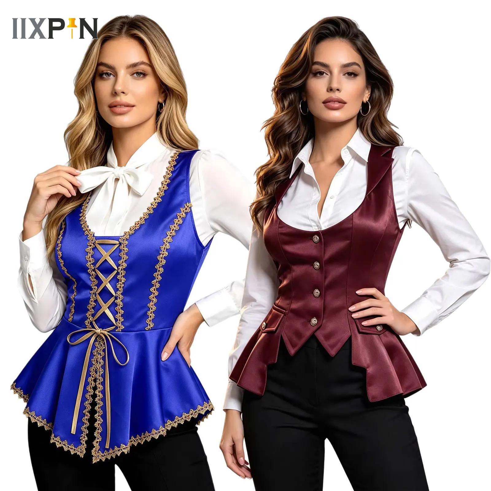 Women'S Fashion Victorian - Chalecos de Satén Victorianos para Mujer,