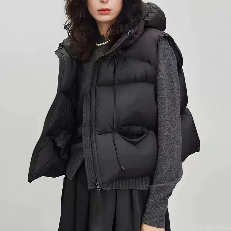 Puffer Vest Fashion Women - Chaleco de plumón de pato blanco