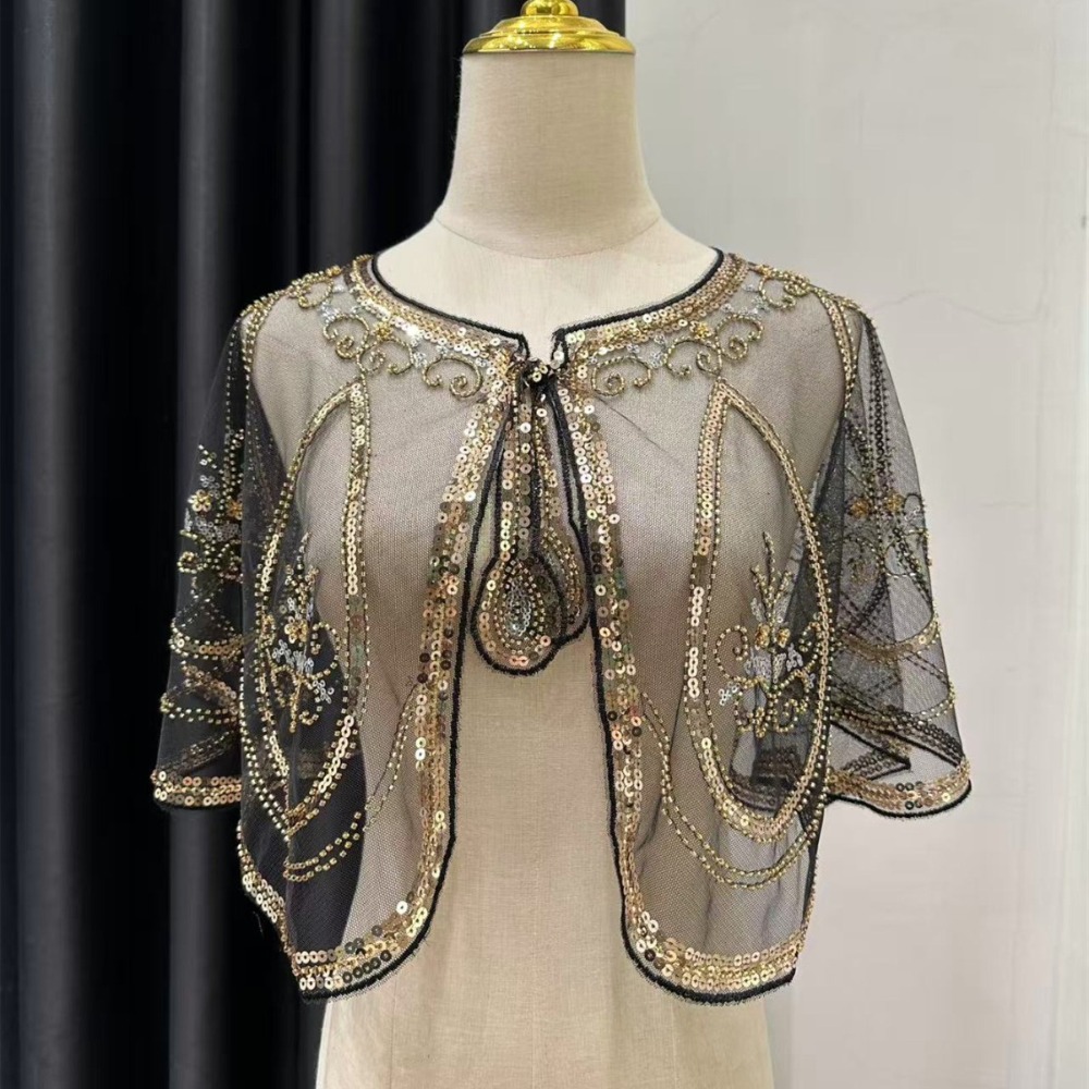 Women'S Fashion Of The 1920S - Elegante Chal de Lentejuelas Bordadas con