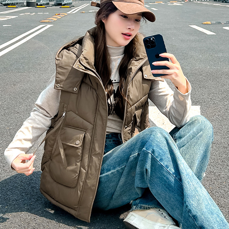 2025 Chaleco holgado con capuc - Puffer Vest Fashion Women reseña y precio